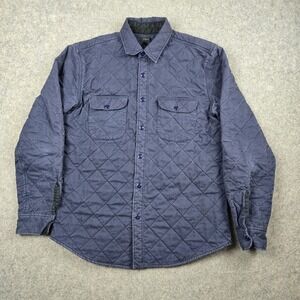 J Crew Jacket Mens Medium Blue Dimond Quilted Shirt Button Up‎ Lightweight
